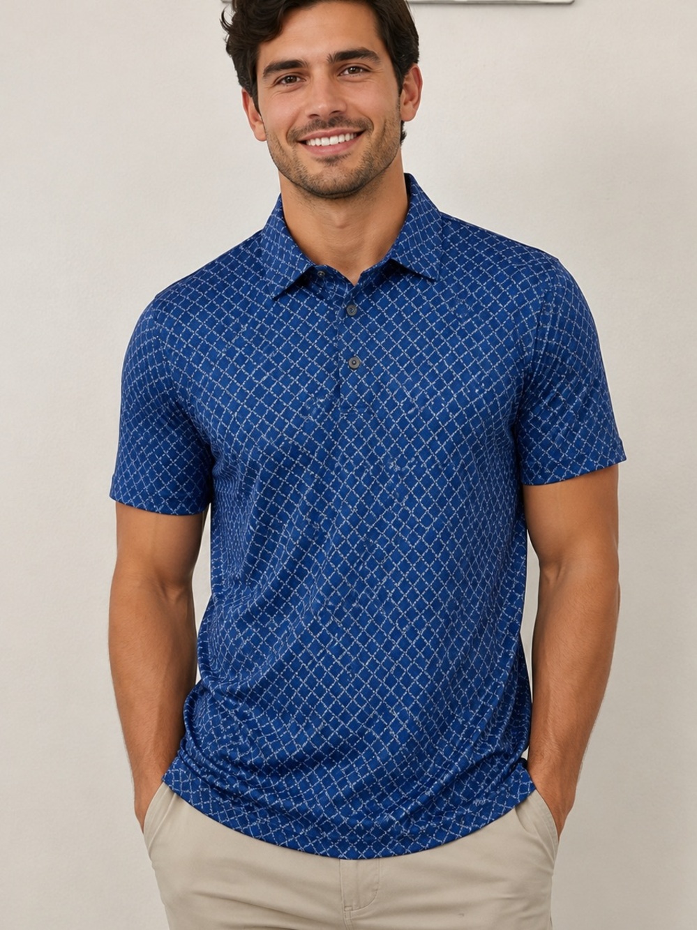NWT Ben Hogan Performance Polo Shirt XL Blue Golf Stretch Casual Mens